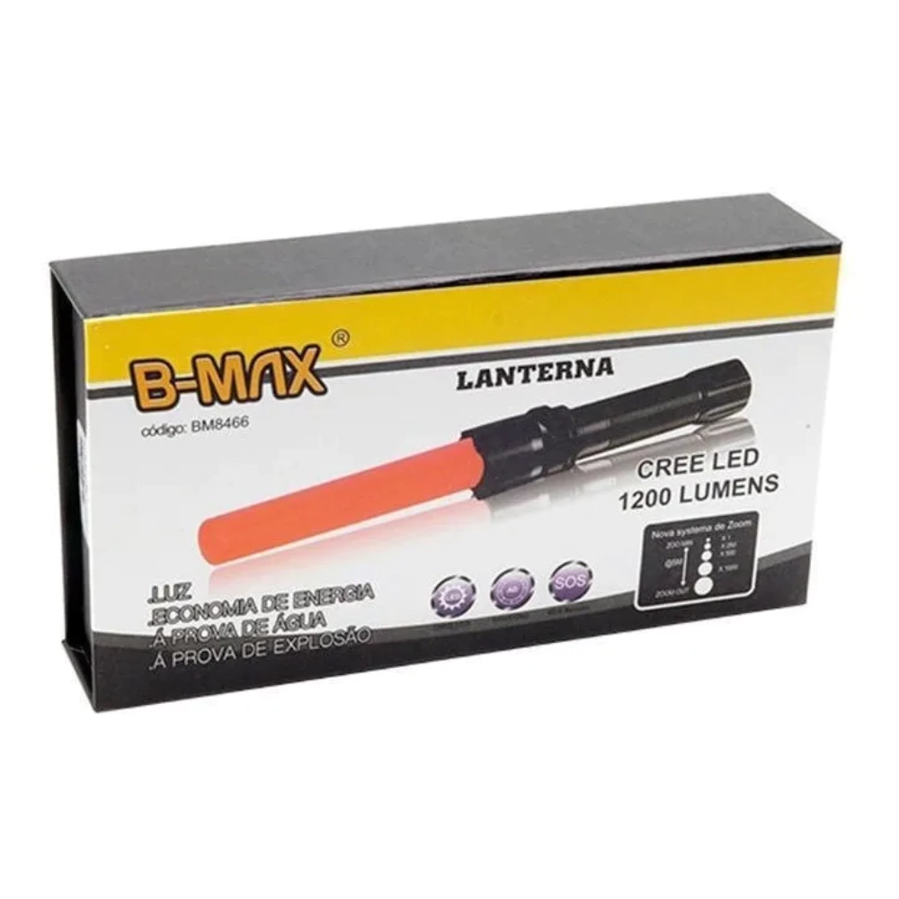 Lanterna Tatica B-max 1200lm Modelo 8466 Recarregavel Branco Preta - foto 2