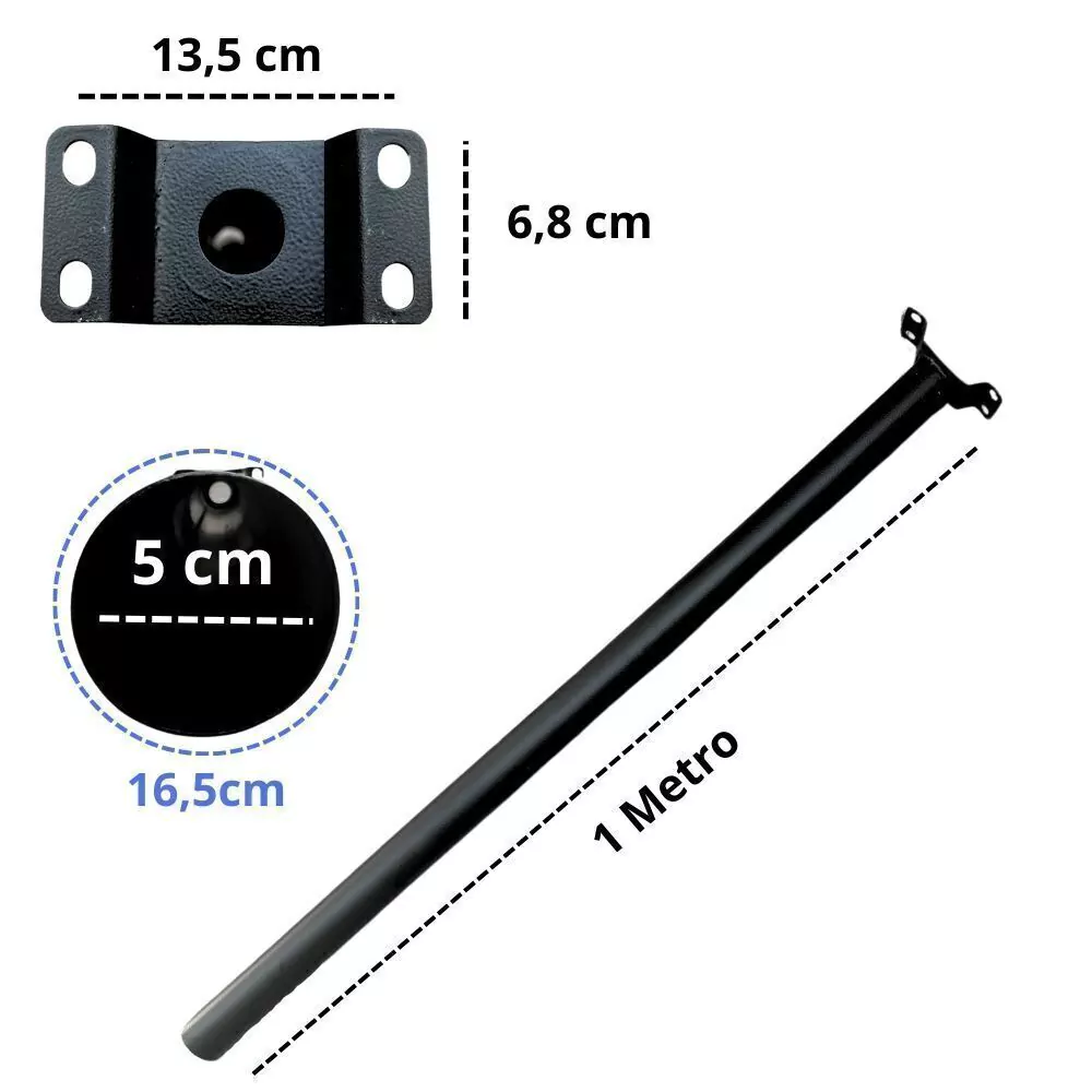 Suporte Aço 1m p/ Refletor Poste Público